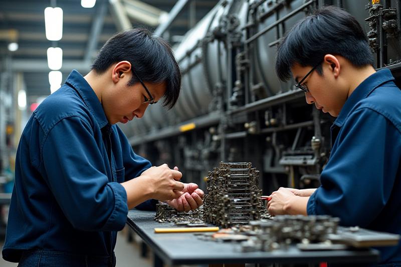 修復中の蒸気機関車の写真