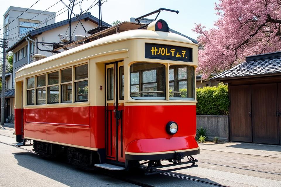 美しく再塗装された明治時代の路面電車